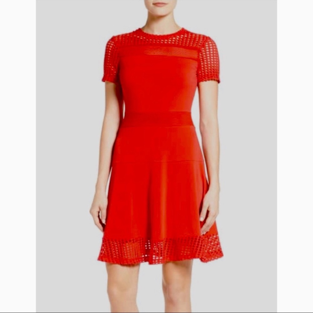 Michael Kors mesh A line dress - true red